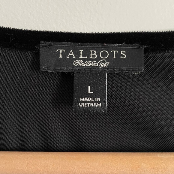 Talbots Black Velvet Top Size L 3/4 Length Dolman Sleeve Reversible Neckline - Picture 8 of 9